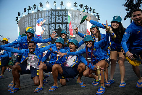 2024 Paralympics Opening Ceremony: Members of the Brazilian delegation parade during the Opening Ceremony